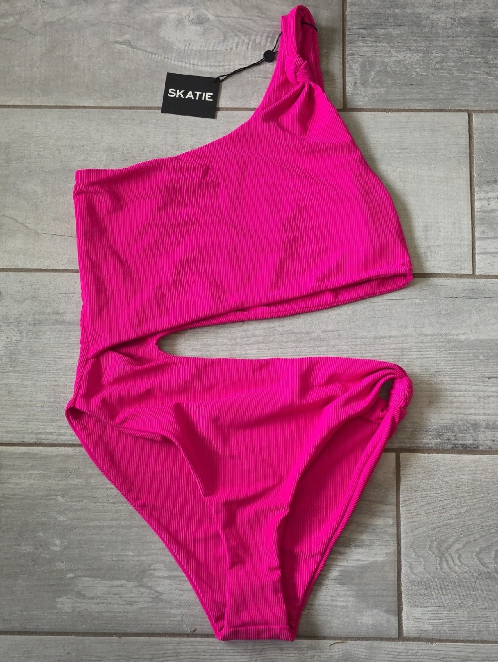 Skatie Swim "Nicole" One Piece - Fuschia One-Shoulder with Side Cutout